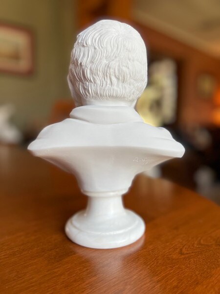 Head Victor Hugo Bust Marble Sculpture Portrait Literary Romantic Artwork